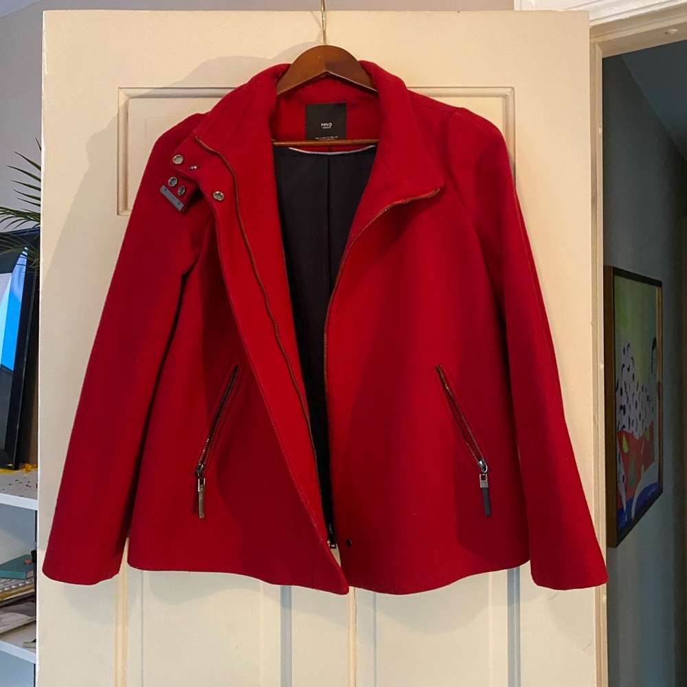 Mango Women's Vibrant Red Pea Coat